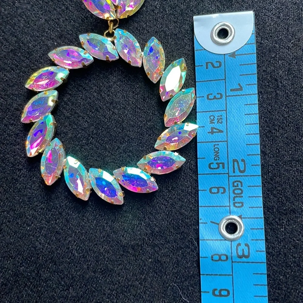 Gold Multicolour open circle earrings - Picture 12 of 12